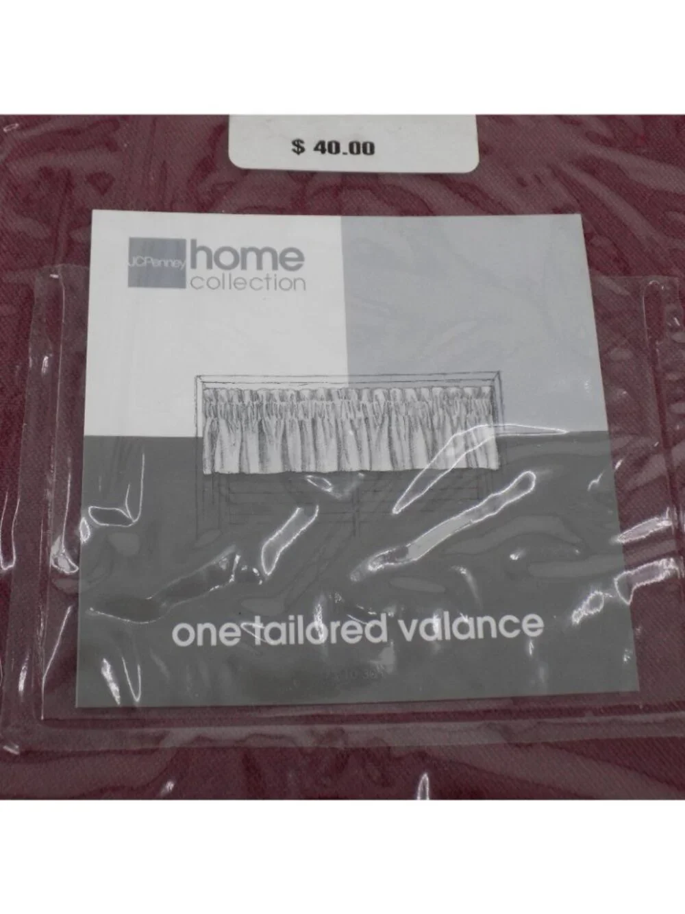 JCPenney Home Collection One Tailored Valance Cranberry 41W x 15L New in Package